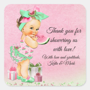 Meisje Watermeloen Baby Shower Favor Stickers