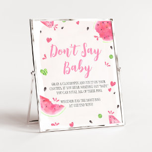Meisje Watermeloen Baby Shower Geen Baby Teken Poster