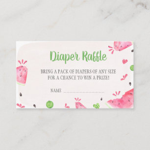 Meisje Watermeloen Baby Shower Luier Raffle Informatiekaartje