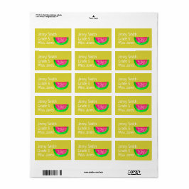 Meisje watermeloen naam school boek labels