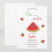 meisje watermeloen verjaardagsuitnodiging kaart (Voorkant / Achterkant)