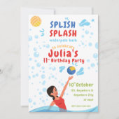 Meisje Waterpolo Party uitnodiging (Voorkant)