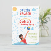 Meisje Waterpolo Party uitnodiging (Staand voorkant)