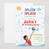 Meisje Waterpolo Party uitnodiging (Voorkant / Achterkant)