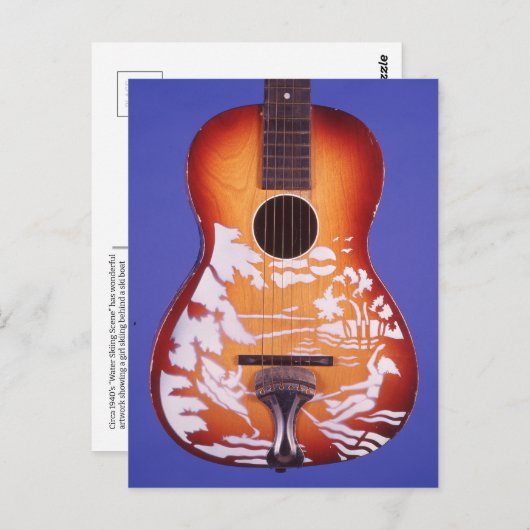 Meisje Waterskiën Mooie Guitar Art Briefkaart (Voorkant / Achterkant)