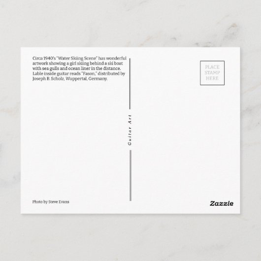 Meisje Waterskiën Mooie Guitar Art Briefkaart (Achterkant)