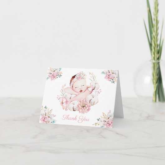 Meisje Waterverf Baby Dank u kaarten (Voorkant)