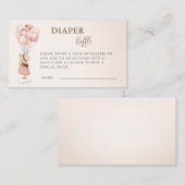 Meisje Waterverf Baby shower Ballon Luier Raffle Informatiekaartje (Voorkant / Achterkant)