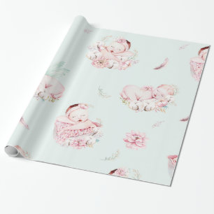 Meisje Waterverf Baby's Baby Shower Inpakpapier