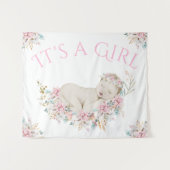 Meisje Waterverf Bloem Baby Shower Achtergrond Ban Wandkleed (Voorkant (horizontaal))