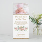 Meisje Waterverf Bloemen Cross Godparent Kaart (Staand voorkant)