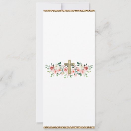 Meisje Waterverf Bloemen Cross Godparent Kaart (Achterkant)