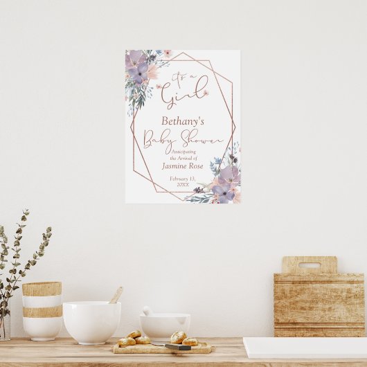 Meisje Waterverf Bloemen Wildbloemen Baby shower Poster (Keuken)