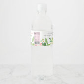 Meisje Waterverf Bloemenolifant Baby shower Waterfles Etiket (Achterkant)