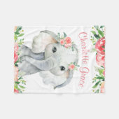 Meisje Waterverf Bloemenolifant gepersonaliseerd Fleece Deken (Voorkant (Horizontaal))