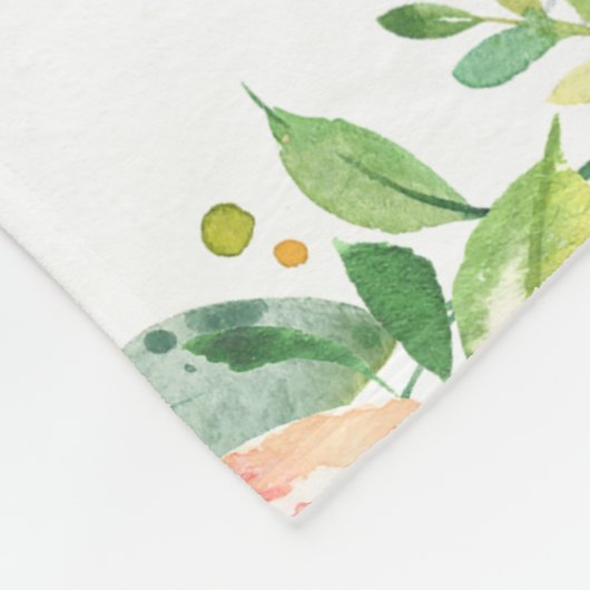 Meisje Waterverf Bloemenolifant gepersonaliseerd Fleece Deken (Hoek)