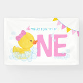 Meisje Waterverf eend oh wat leuk om een feestje t Spandoek (Horizontaal)