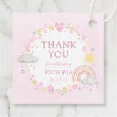 Meisje Waterverf Rainbow Baby shower Bedankjes Labels (Achterkant)