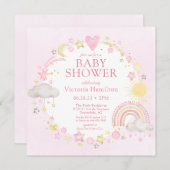 Meisje Waterverf Rainbow Baby shower Kaart (Voorkant / Achterkant)