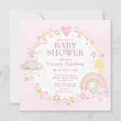 Meisje Waterverf Rainbow Baby shower Kaart (Voorkant)