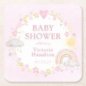 Meisje Waterverf Rainbow Baby shower Kartonnen Onderzetters (Voorkant)