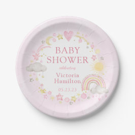 Meisje Waterverf Rainbow Baby shower Papieren Bordje