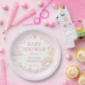 Meisje Waterverf Rainbow Baby shower Papieren Bordje (Feest)