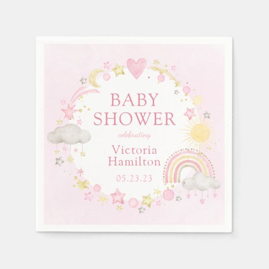 Meisje Waterverf Rainbow Baby shower Servet (Voorkant)