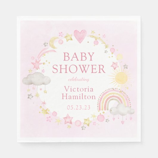 Meisje Waterverf Rainbow Baby shower Servet (Voorkant)