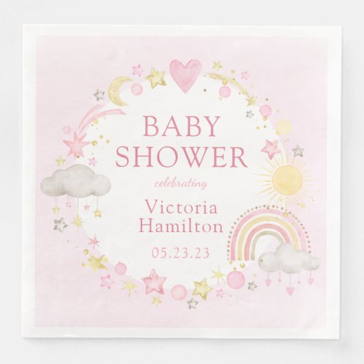 Meisje Waterverf Rainbow Baby shower Servet (Voorkant)