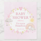Meisje Waterverf Rainbow Baby shower Wijn Etiket (Enkel label)
