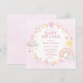 Meisje Waterverf Rainbow Baby Sip en zie Kaart (Voorkant / Achterkant)