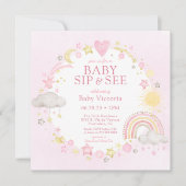 Meisje Waterverf Rainbow Baby Sip en zie Kaart (Voorkant)