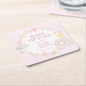 Meisje Waterverf Rainbow Baby Sip en zie Kartonnen Onderzetters (Schuin)