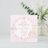 Meisje Waterverf Rainbow Baby Sprinkle Kaart (Staand voorkant)