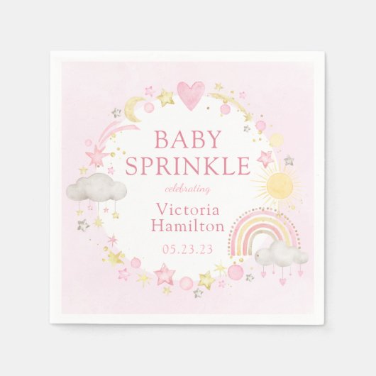 Meisje Waterverf Rainbow Baby Sprinkle Servet (Voorkant)