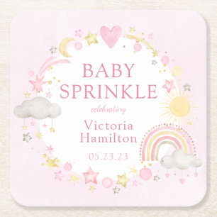 Meisje Waterverf Regenboog Baby Sprinkle Kartonnen Onderzetters