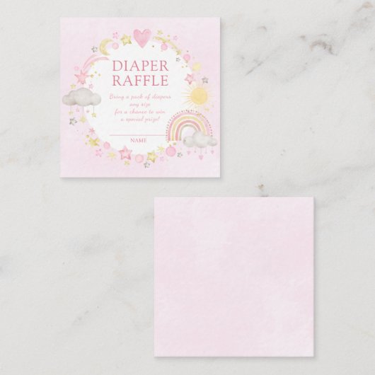 Meisje Waterverf Regenboog Luier Raffle Informatiekaartje (Voorkant / Achterkant)