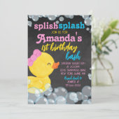 Meisje Waterverf Rubber Duck Chalkboard Verjaardag Kaart (Staand voorkant)