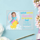 Meisje Waterverf Rubber Duck Foto Verjaardag Acryl Uitnodigingen