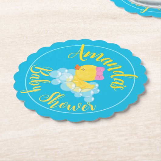 Meisje Waterverf Rubber Duck Party Papier Onderzet Kartonnen Onderzetters (Gekanteld)