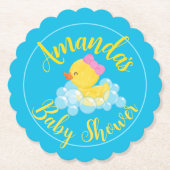 Meisje Waterverf Rubber Duck Party Papier Onderzet Kartonnen Onderzetters (Voorkant)