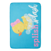 Meisje Waterverf Rubber Duck Splish Blauw Badmat (Voorkant Verticaal)