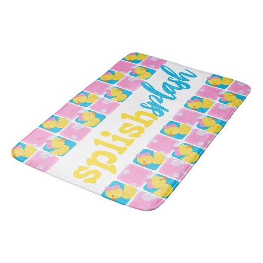 Meisje Waterverf Rubber Duck Splish Splash Checker Badmat (Gekanteld)