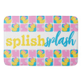 Meisje Waterverf Rubber Duck Splish Splash Checker Badmat (Voorkant)