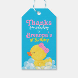 Meisje Waterverf Rubber Duck Verjaardagsgunst Tags Cadeaulabel