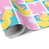 Meisje Waterverf Rubber Ducky Party Wrapping Paper Cadeaupapier (Rol Hoek)