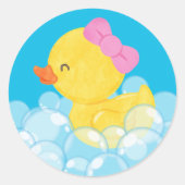 Meisje Waterverf Rubber Eend Ronde Stickers (Voorkant)