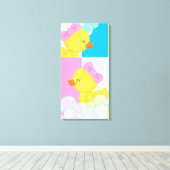 Meisje Waterverf Rubber Eendje Adoreerbaar Groot Canvas Afdruk (Insitu (Houten vloer))