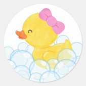 Meisje Waterverf Rubberen Eend Ronde Stickers (Voorkant)